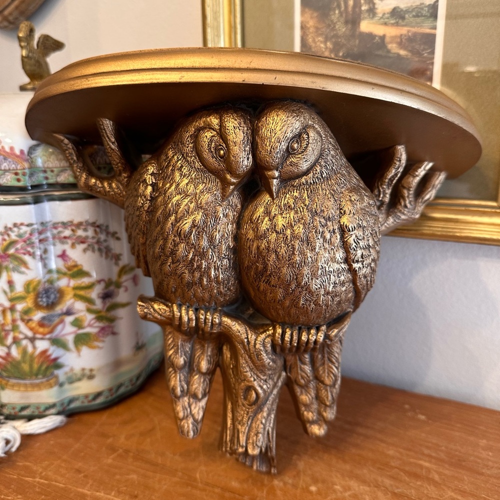 Vintage Gold Dove / Lovebirds Wall Shelf Anthropologie Style